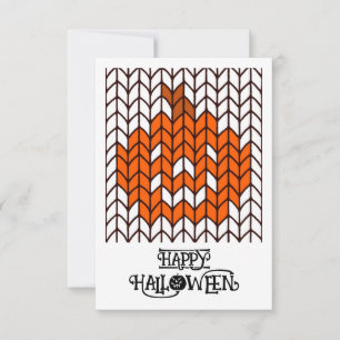 JACK-O-LANTERN KNIT 3x5 Flat Halloween Card