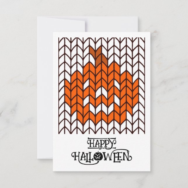 JACK-O-LANTERN KNIT 3x5 Flat Halloween Card (Front)