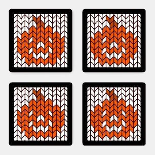 JACK-O-LANTERN KNIT Square Acrylic Coasters