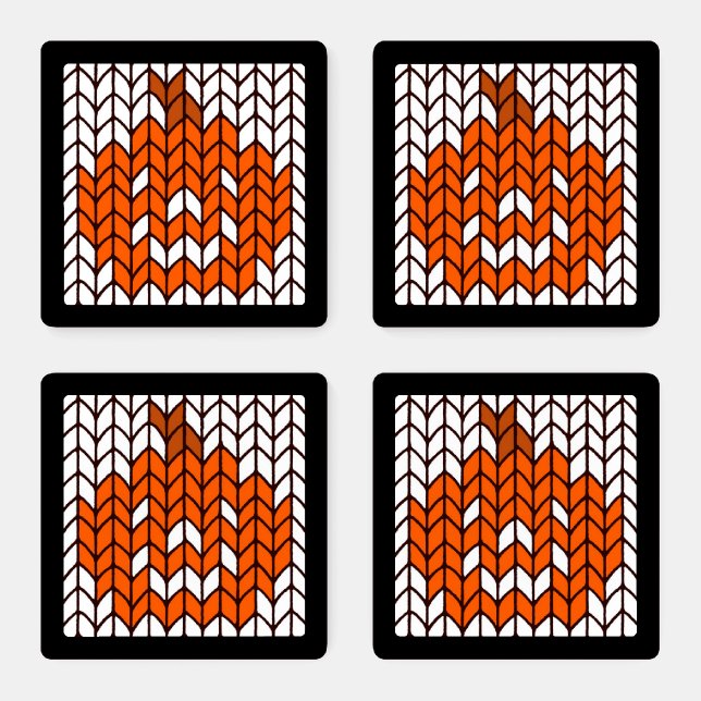 JACK-O-LANTERN KNIT Square Acrylic Coasters (Set)