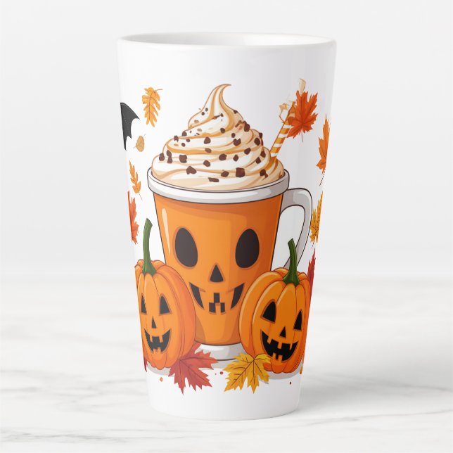 Jack O Lantern Latte Surrounded By Autumn Magic 🍂 Mug (Front)