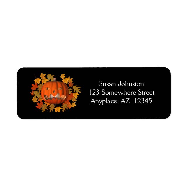Jack O Lantern Leaves Halloween Address Label (Front)