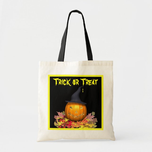 Jack-O-Lantern & Leaves - Tote Bag (Front)