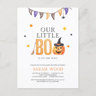 Jack-o-lantern, Little Boo Baby Shower Invitation Postcard