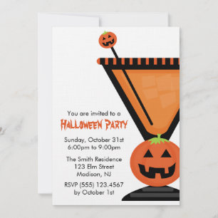 Jack-o'-lantern Martini Halloween Invitations