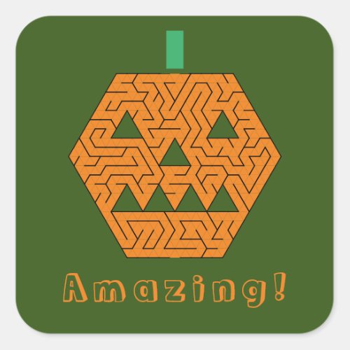 Jack_o_Lantern Maze Amazing Halloween Green Square Sticker