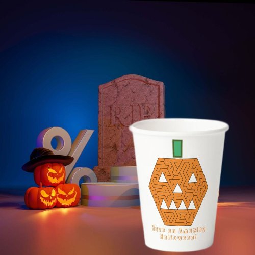 Jack_o_Lantern Maze Amazing Halloween Party White Paper Cups