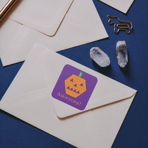 Jack_o_Lantern Maze Amazing Halloween Purple Square Sticker