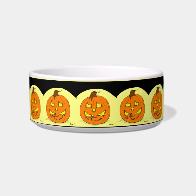 Jack O' Lantern Medium Pet Bowl (Front)