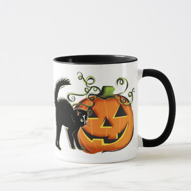 Jack-O-Lantern N Cat Mug (Right)