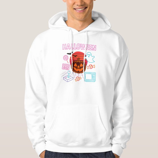 Jack-O’-Lantern Neon Halloween Clothes Unisex Hoodie (Front)