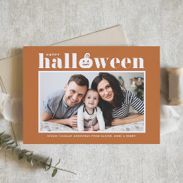 Jack-o&#39;-lantern Orange Photo Happy Halloween Holiday Card