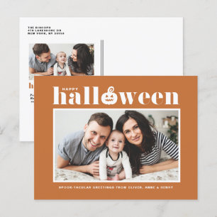 Jack-o'-lantern Orange Photo Happy Halloween Holiday Postcard