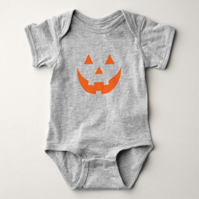 Jack o lantern orange pumpkin costume Halloween Baby Bodysuit (Front)