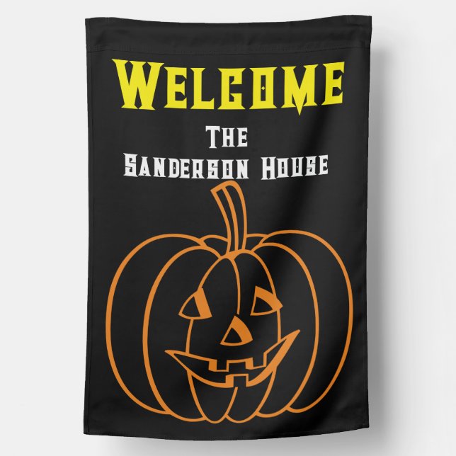  Jack o Lantern Orange Pumpkin Halloween Holiday  House Flag (Back)