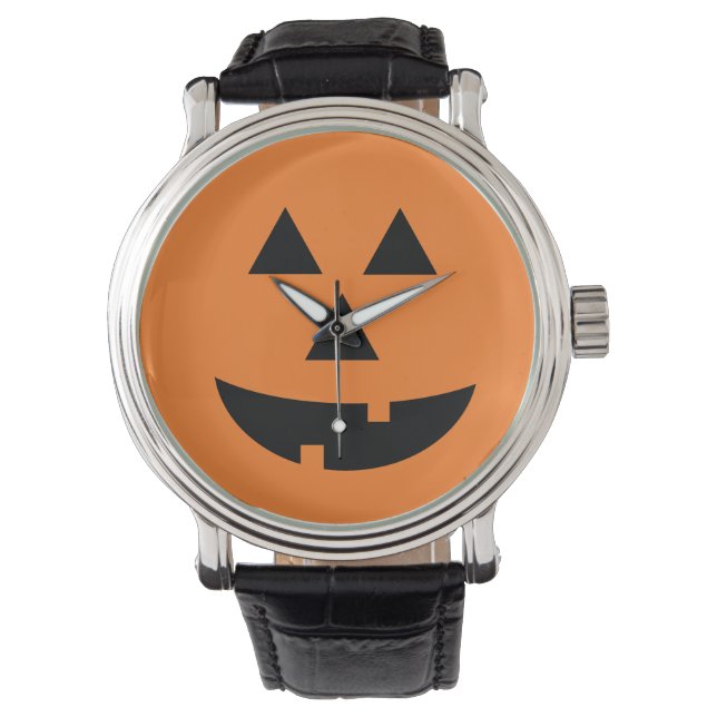 Jack-O-Lantern Orange Pumpkin Halloween Watch (Front)