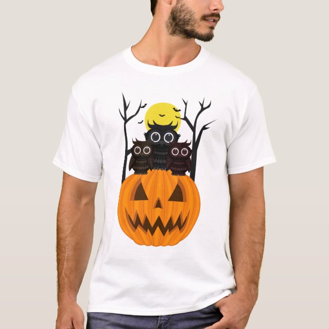 Jack O lantern & Owls T-Shirt (Front)