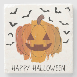 Jack O Lantern Paintbrush Halloween Coaster