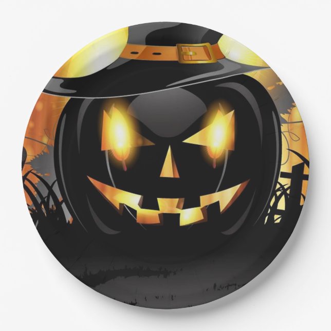 Jack-o-Lantern Paper Plates (Front)