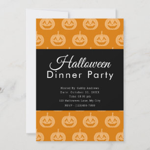 Jack-O' Lantern Pattern Halloween Dinner Party Invitation