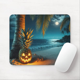 Jack-o-lantern Pineapple On A Beach Mouse Pad