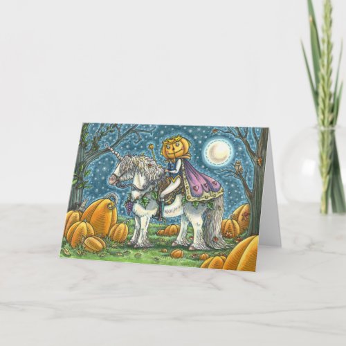 JACK O LANTERN PRINCE ON HIS MAGIC UNICORN Blank Card