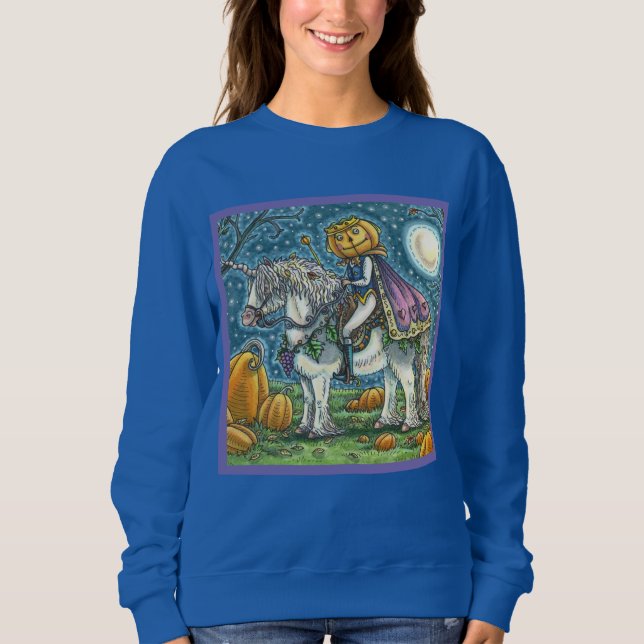 JACK O LANTERN PRINCE ON HIS MAGIC UNICORN PONY SWEATSHIRT (Front)