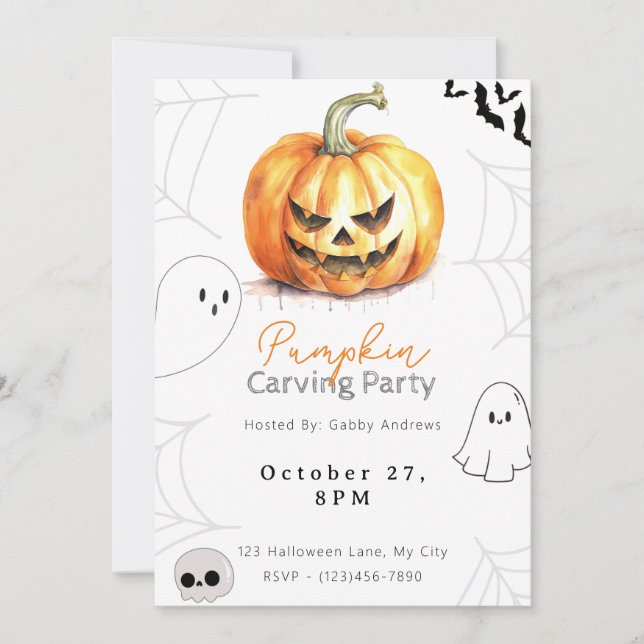 Jack-O' Lantern Pumpkin Carving Party Invitation (Front)