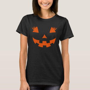 Jack O Lantern Pumpkin Eyelashes Face  Hallowen Co T-Shirt