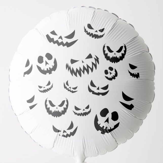 Jack O Lantern Pumpkin Face Black and White Balloon (Front)