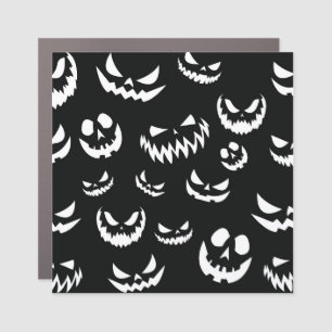 Jack O Lantern Pumpkin Face Black and White Car Magnet
