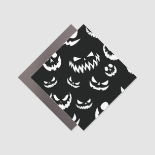 Jack O Lantern Pumpkin Face Black and White Car Magnet