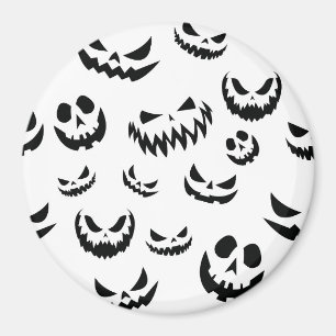 Jack O Lantern Pumpkin Face Black and White Magnet