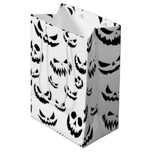 Jack O Lantern Pumpkin Face Black and White Medium Gift Bag