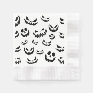 Jack O Lantern Pumpkin Face Black and White Napkins