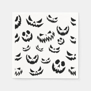 Jack O Lantern Pumpkin Face Black and White Napkins