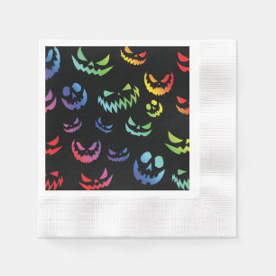 Jack O Lantern Pumpkin Face Black and White Napkins