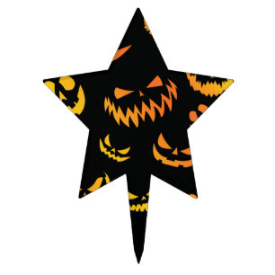 Jack O Lantern Pumpkin Face Cake Topper
