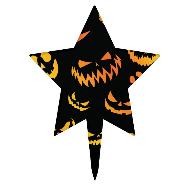Jack O Lantern Pumpkin Face Cake Topper (Front)