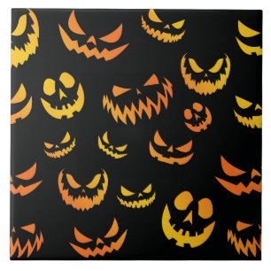 Jack O Lantern Pumpkin Face Ceramic Tile