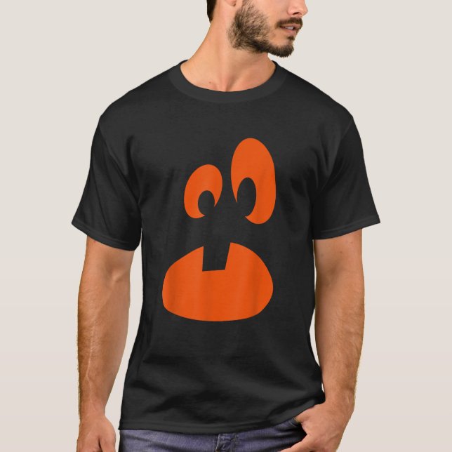 Jack O Lantern Pumpkin Face Funny Halloween Costum T-Shirt (Front)