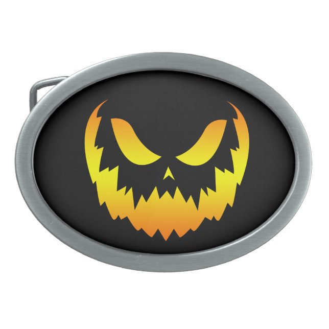 Jack O Lantern Pumpkin Face Gradient Belt Buckle (Front)