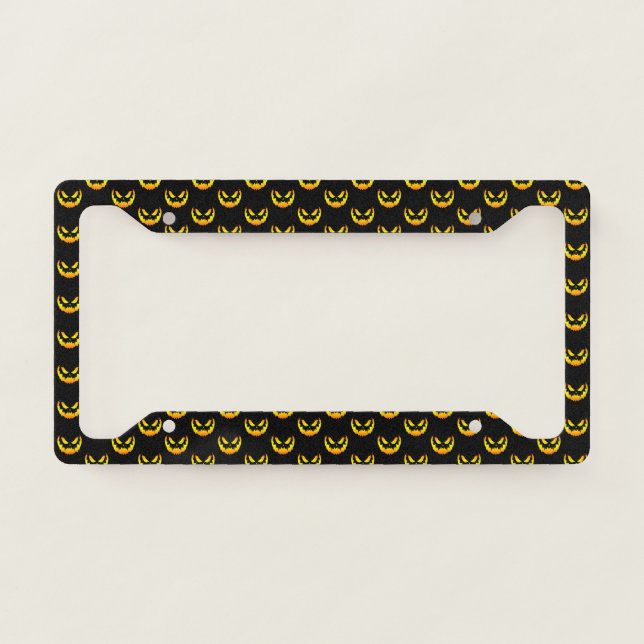 Jack O Lantern Pumpkin Face Gradient License Plate Frame (Front)