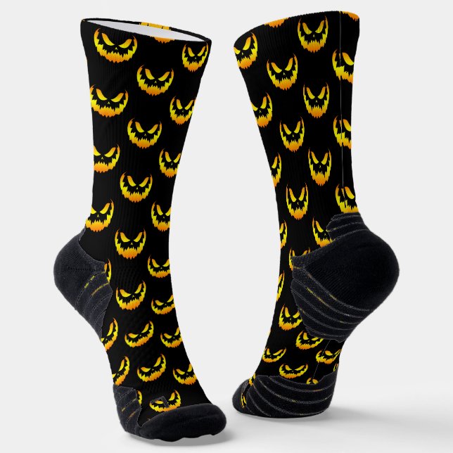 Jack O Lantern Pumpkin Face Gradient Socks (Angled)