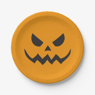 Jack-o-lantern Pumpkin Face Halloween Paper Plates