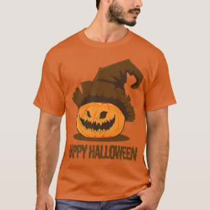 Jack O Lantern Pumpkin Face Happy Halloween Witch T-Shirt