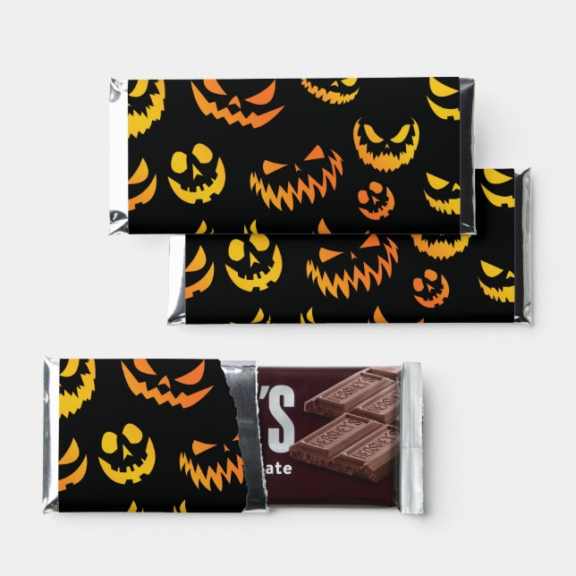 Jack O Lantern Pumpkin Face Hershey Bar Favors (Front)