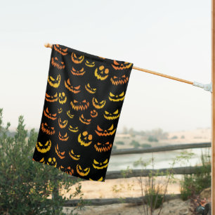 Jack O Lantern Pumpkin Face House Flag