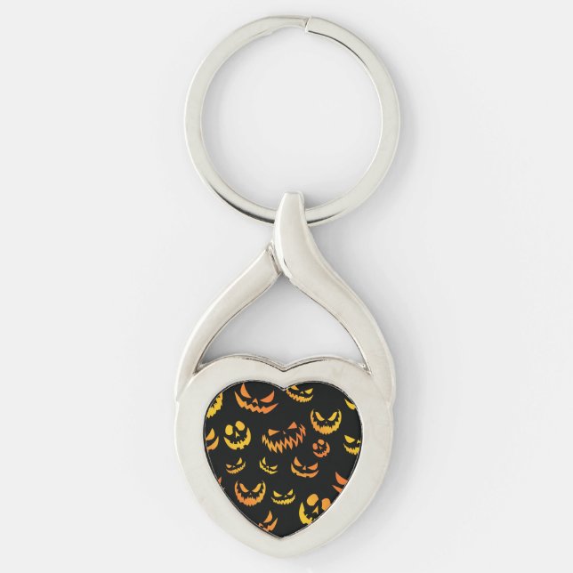 Jack O Lantern Pumpkin Face Keychain (Front)