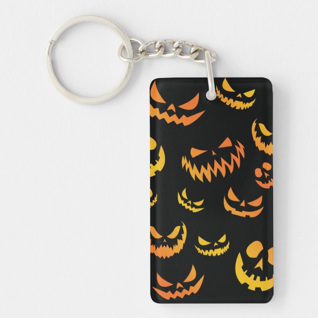 Jack O Lantern Pumpkin Face Keychain (Front)